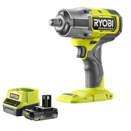 RYOBI - Boulonneuse à chocs 18 Volts ONE+, BRUSHLESS sans fil, 900Nm, 3 modes + mode Automobile - 1 Batterie One+ Lithium+ 18V - 2Ah et 1 Chargeur Rapide 2A