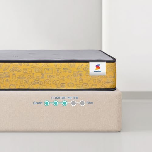 Image of Sleepwell Ortho Pro Spring Mattress | Single Size 78x35x6 Inch | Pocket Spring Orthopedic Support | Zero Partner Disturbance | Neem Fresche Anti-Microbial | Cool Yarn Fabric | 10 Years Warranty