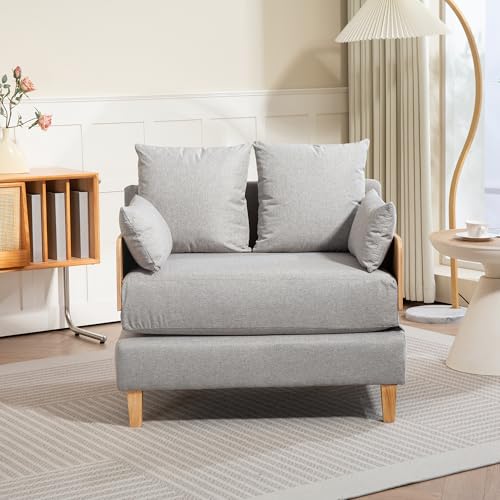 [En.Casa] Poltrona Trasformabile In Letto Con Apertura A Libro Divano Ribaltabile In Letto Singolo Rivestimento In Tessuto Cuscini Inclusi 81X88X68Cm Grigio Chiaro - 2