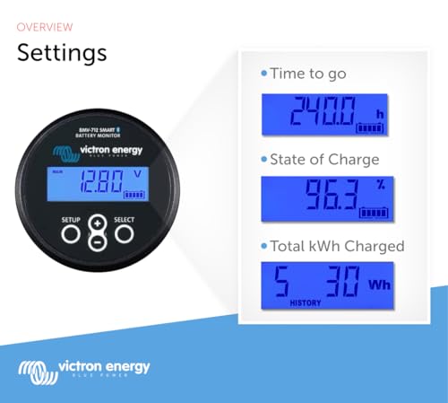 Image of Victron Energy BMV-712 Smart Battery Monitor with Shunt - 6.5-70 VDC | Display and Bluetooth - Black