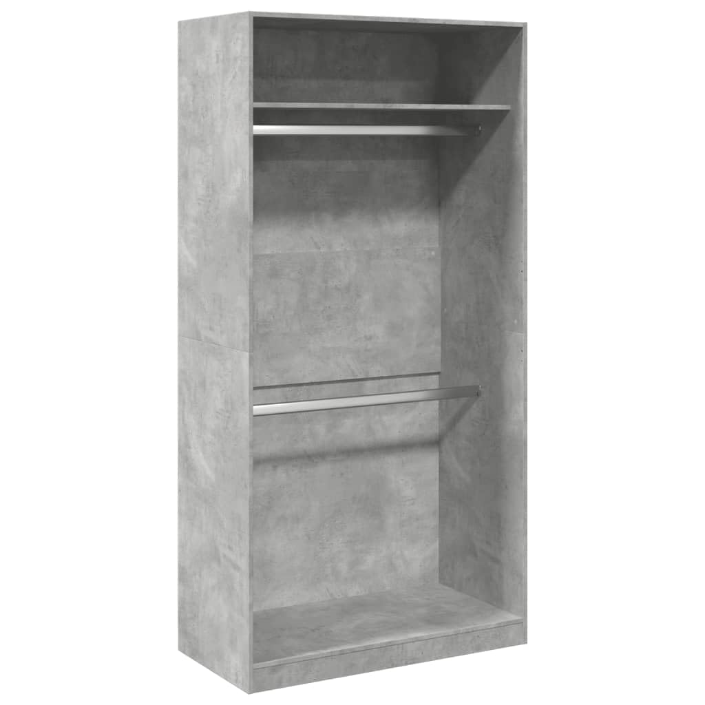 vidaXL Wardrobe, Closet for Bedroom, Clothes Storage Organiser with Hanger Bar, Clothes Cupboard, Armoire, Modern Style, Concrete Grey Engineered Wood