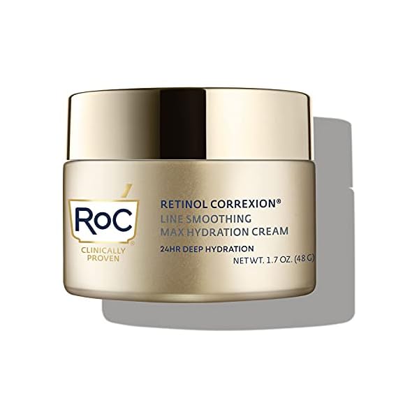 RoC Retinol Correxion Max Daily Hydration Anti-Aging Face Moisturizer with Hyaluronic Acid for Fine Lines, Dark Spots, Post-Acne Scars, Oil Free, Stocking Stuffers, 1.7 Ounces (Packaging May Vary)