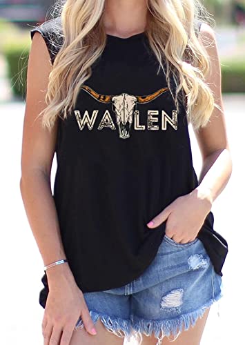 Western Country Music Tank Tops Women Vintage Graphic Cowgirl Shirt Summer Sleeveless Cowboy Rodeo Tank Vest(Black,M) #TOP3