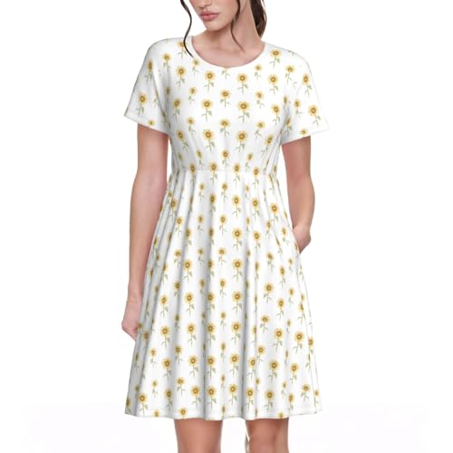 Robe d'été à manches courtes imprimé tournesol : célébrez la liberté et la douceur