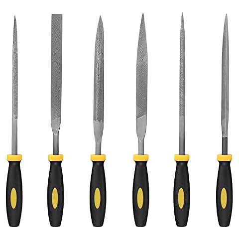 6 Pcs Small Needle File Set, Metal Wood Rasps Files Tool Sets, Carbon Steel File Kit with Handle for Metal, Wood, Glass, Plastic, Leather, Jewelry Cover