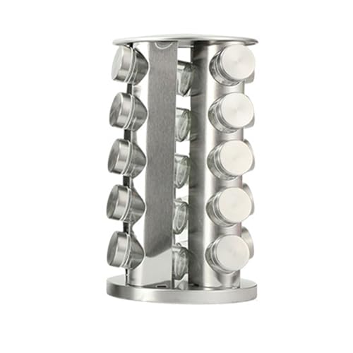 VaNaenic Estante para especias, organizadores de especias para encimera, estante giratorio para especias para cocina, utensilios de cocina, estante organizador con tarros de especias (plata, cabeza