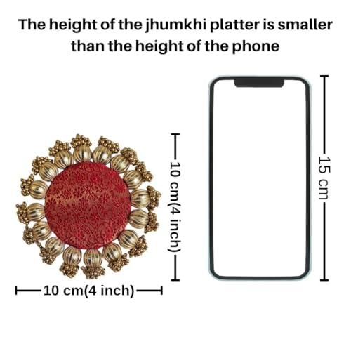 Image of SATYAM KRAFT 6 Pc Handmade Jhumki Platter (4 Inch) with Gota Patti & Golden Moti | Ganpati & Janmashtami Decoration, Festive Home Decor, Pooja Setup, Table Centerpiece & Gifting Item