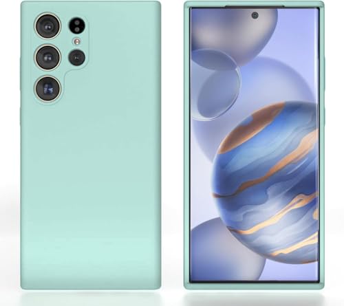 Image of DIZORO Microfiber Candy Case Compatible for Samsung S24 Ultra Smooth Touch Cushion Liquid Soft Silicone Gel Rubber Phone Cases Non-Slip Full Body Protective Shockproof Back Cover (New Mint Green)