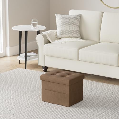 image for LINMAGCO Storage Ottoman Folding Foot Stool Foot Rest with Side Pocket