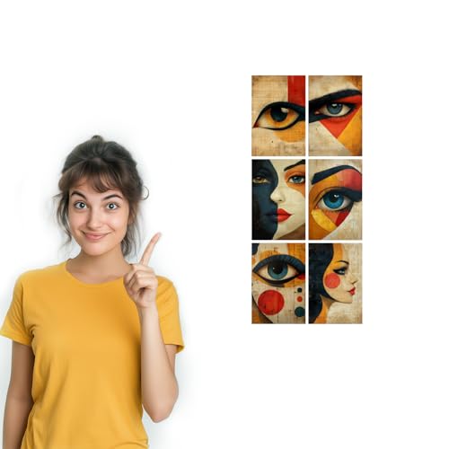 Image of SiddArtify Abstract Eye Wall Art Poster Print Set - Modern Face Art Decor for Living Room Bedroom Office - Set of 2-4x6 Inch - Board (Pack of 6) - Sticker (Pack of 6)