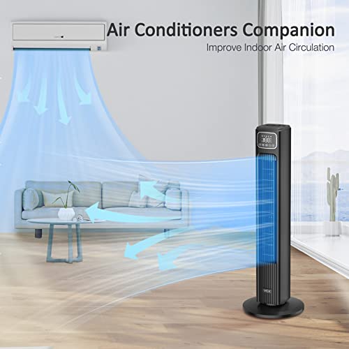 Vck Tower Fan, 80° Oscillating Fans With Remote, 36'' Quiet Cooling Fan,Adjustable 3 Speeds,4 Mode,12H Timer, Led Display With Auto Off,Standing Bladeless Floor Fan For Bedroom Home Office #TOP6