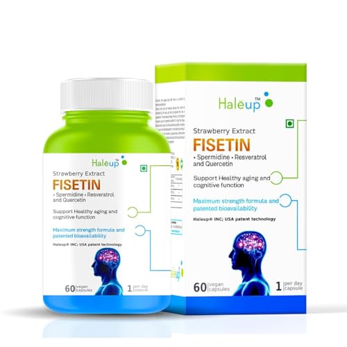 Image of Fisetin 100 mg, Spermidine 10 mg, Quercetin 100 mg, and Trans-Resveratrol 400 mg from Haleup INC, (Pack of 1 X 60s)