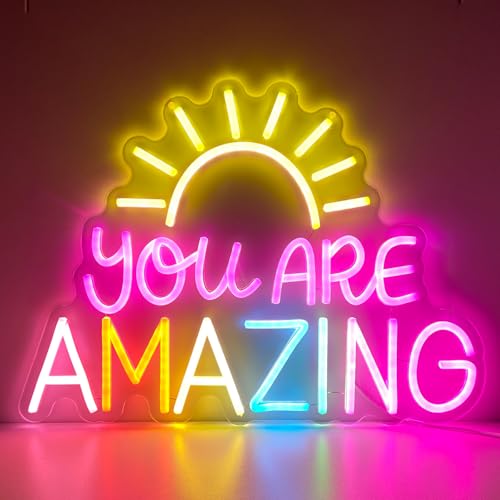 You Are Amazing Neon Sign LED Classroom Neon Signs for Wall Decor Dimmable Valentines Day Light up Sign for Bedroom Motivational neon sign for Wedding Valentines Classroom Christmas Birthday Gifts