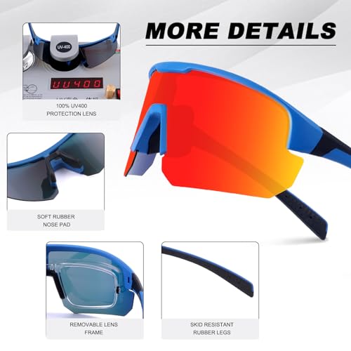 Image of BangLong Polarized Sports Sunglasses for Men Women UV400 Protection | TAC HD Lens, RX Insert Included, Lightweight Wrap-Around Design for Running Cycling Baseball Hiking