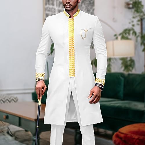 Dashiki Men African Suit Embroidery Jackets and Trousers 2 Piece Set Traditional Attire Wedding Party2