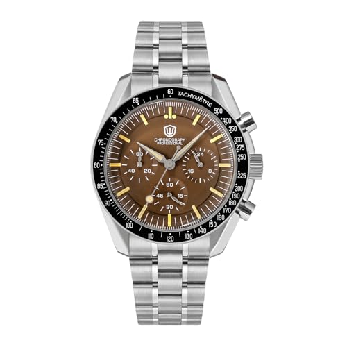 watchdives WD1860 WD1861 WD1863 relógio de pulso cronógrafo homem Japão VK63 relógios desportivos quartzo 40 mm bolha cristal safira 100 m mergulho, Wd1863 Castanho / Tridentlogo, Relógios cronógrafos