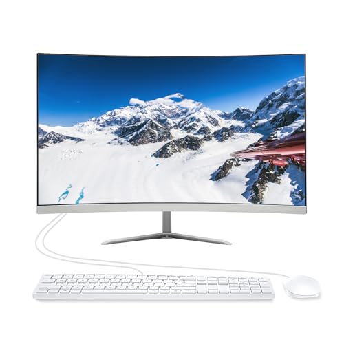 Image of All-in-One Desktop Computer PC, 24 inch FHD Curved Display Monitor I7 Quad-Core Desktop, 16G Ram 512G SSD, WiFi Bluetooth for Home Business Office Gaming