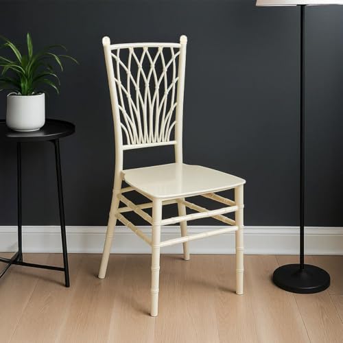 Image of Nilkamal Glam Plastic Chair | Royal Look with Balanced Posture Support | for Living Room, Dining Room, Garden, Cafes, Balconies, Weddings & Events | Steel Pearl White