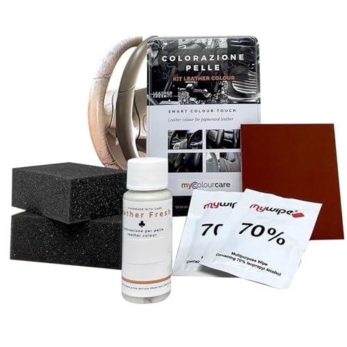 Colourcare24 kit para il Volante Mercedes Benz cachemira - Kit de restauración cuero de fácil aplicación, usura de volantes e pepita y otros articulos de piel, renovación de color cashmere, descolorado 30 ml