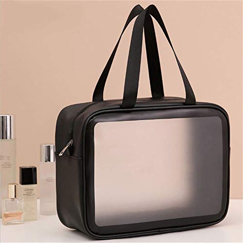 JINGYAN Bolsas de Aseo Bolsa de cosméticos PVC Transparente Lavado Gran Capacidad Artículos tocador a Prueba Agua Organizar Mujeres Maquillaje Bolsas Almacenamiento portátil(Black1)