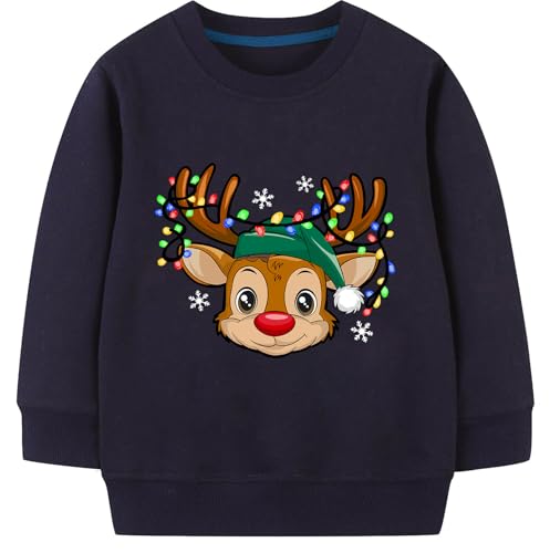 Kids' Rudolph Face Navy Sweatshirt