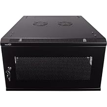 NavePoint 6U Server Rack - 23.6 Deep, Wall Mount Network Cabinet with Locking Perforated Door, 19 IT Equipment Compatible, Removable Side Panels, Black