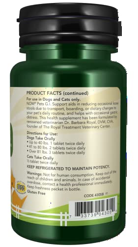 Now Pet Health, G.i. Support Supplement, Formulated For Cats & Dogs, Nasc Certified, 90 Chewable Tablets #TOP1
