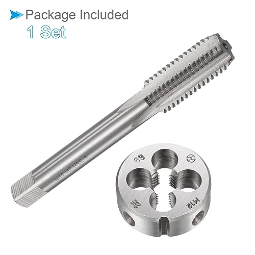 CoCud Gewindeschneiden und Gewinde M12 x 1.75 Gewinde Links Hand Metrisch Schnellarbeitsstahl Maschinenschraube Gewindebohrer und Rund Matrize - (für Gewindeschneiden Reparieren) 1Set
