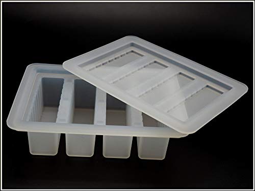 Large 4 Cavities Silicone Butter Mold, Pudding And Jello Butter Molds Silicone, Bread, Cheesecake, Bar, 4-Cavity Silicone Butter Mold With Lid (1, White Clear) #TOP3