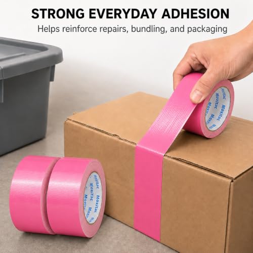 Image of Pink Duct Tape, 2 Rolls, 2 in x 30 yd, Heavy Duty Cloth Tape