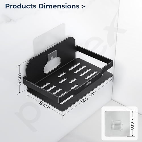 Image of Plantex Self Adhesive Soap Dish for Bathroom /Stainless Steel Soap Holder for Washbasin /Soap Stand Without Drill /Bathroom Accessories - Pack of 1 (Black)