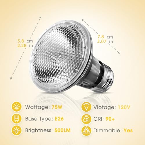 Image of Briignite Reptile Heat Bulb [2 Pack] Reptile Light Bulbs 75W UVA UVB | Dimmable Heat Lamp Bulbs Basking Spot Light Bulb for Reptiles, Amphibian, Bearded Dragon, Lizard, Chicken