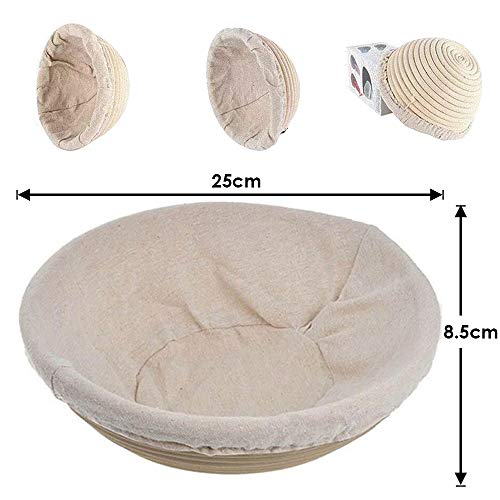 TreeLeaff Cesta de 24,86 cm, cestas de massa de ratã natural com forro de tecido, cesta de fermentaç