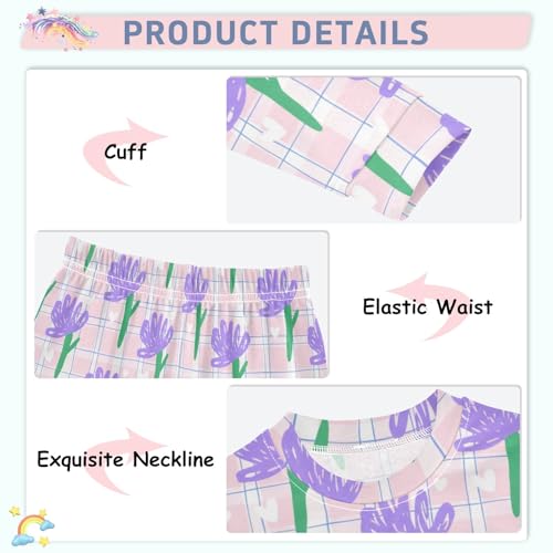 Pastel Cartoon Flowers Toddler Boys Girls 18M 2 Piece Set Long Sleeve Fall Clothes4