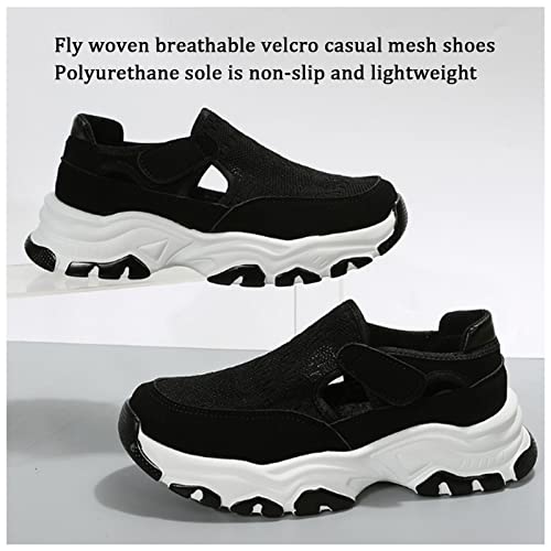 EEUK Orthopedic Diabetic Walking Sneakers 2023 Fashion, Comfy Canvas Shoes Women Fashion Trainers Womens Fly Woven Breathable Walking Shoes Breathable Mesh Shoes(Size:US 10.5,Color:DarkBlue)