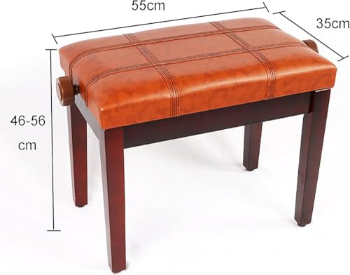 Banc de piano avec pieds en bois massif, hauteur réglable de 46 à 56 cm, coussin en cuir synthétique, tabouret de piano simple pour la maison et le studio, design confortable et élégant