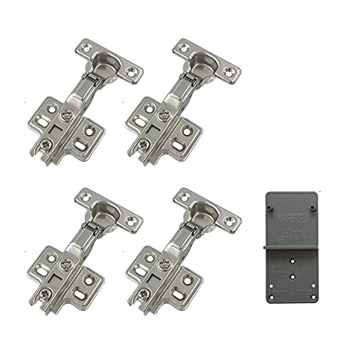 LOOTICH 90 Degré Semi Recouvrante 26mm Soft Close Mini Charnieres avec Amortisseur Hydraulique Fermeture Automatique Charnière à Amorti pour Armoires de Porte Lot de 4 Cover