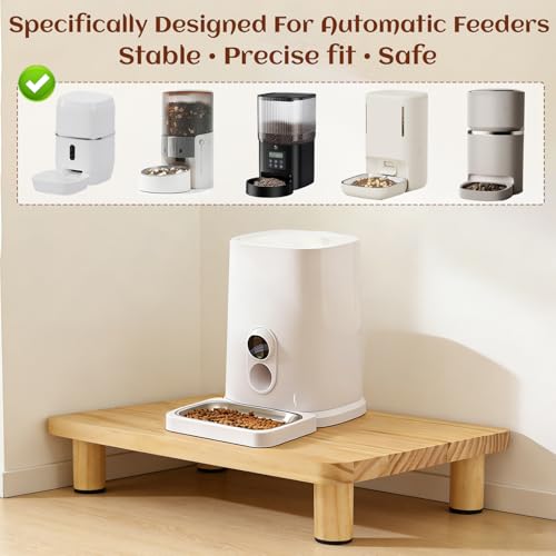 Support surélevé pour distributeur croquettes chat automatique en bois