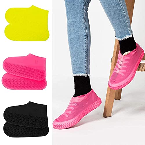 Image of (1 Pairs Rain Shoe Covers- Waterproof Sand Control Non-Slip Overshoes Covers Women Men Kids Outdoor Foldable Reusable PVC Rubber Sole Medium Top Reusable Shoe Covers, (Large, White)