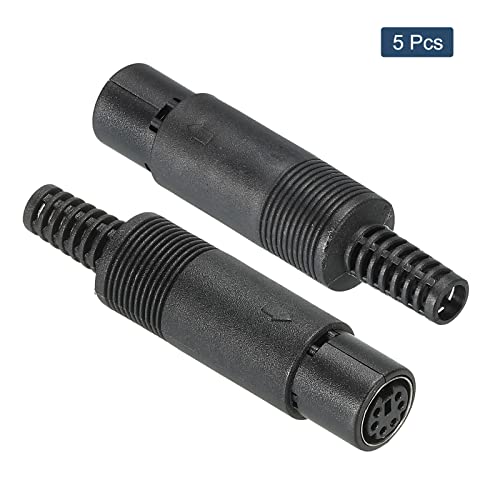 PATIKIL S-Video DIN Mini Female Socket 6 Pin Signal Transmission for TV DVD Player Pack of 5, Black, 61x14mm - Image 3