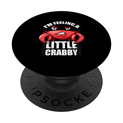 Funny Crabs Cartoon Crab Kids Lobster A Little Crabby PopSockets Swappable PopGrip, Black
