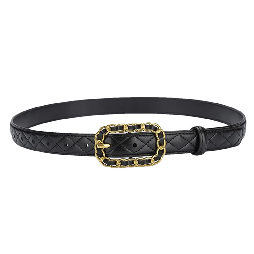 Donne di Modo Del Cuoio Genuino Pin Fibbia Cintura 2.3Cm Largo Moda Oro Fibbia Donna Accessori Cintura