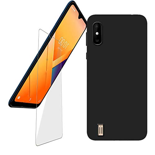 TIANDIMY pour Wiko Y81 Coque + Verre trempé Protection écran (6.2 Pouce), Noir Case Silicone TPU Cover Souple Etui Housse Bumper avec 9H Film Protection...