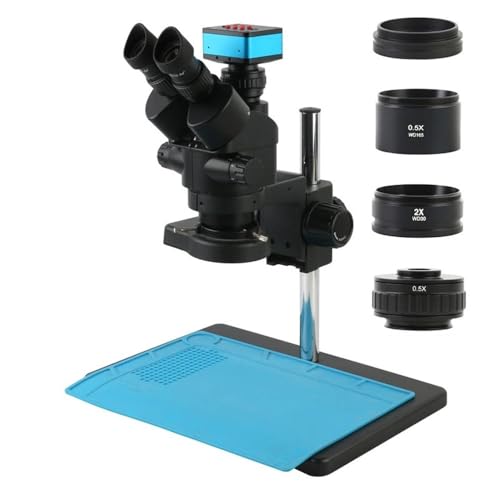 Microscope 3.5X-90X Parfocal Simul-Focus Trinocular Stereo Microscope IMX117 UHD 4K 60FPS 12MP Video USB HDMI Microscope Camera with Big Stand A