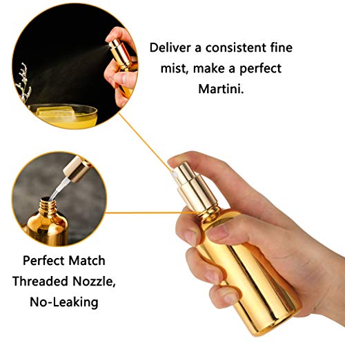 Atomizer Spray Bottle 100ml/3.4 Glass Gold Plated Atomizer Sprayer Vermouth Martini Portable Refillable Fine Mist Cocktail Spray Perfume Spray - CA01(Gold 100ml)