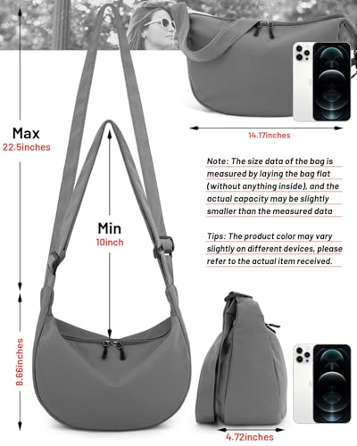 Image of Crossbody Crescent Bag for Women Men Trendy, Crescent Sling Bag with Adjustable Strap, 2 Zippers Lightweight