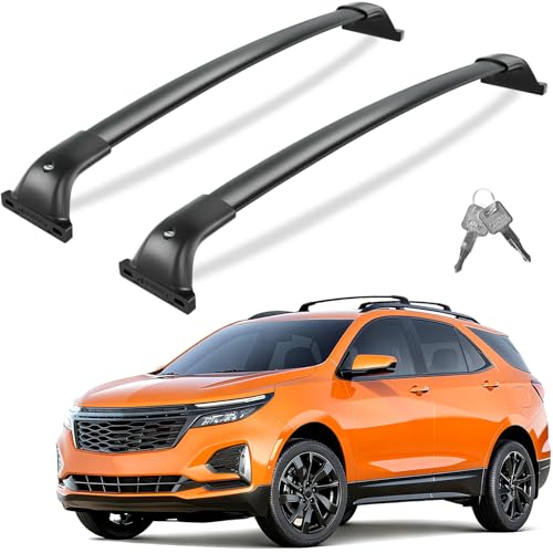 Image of Tuyoung 300lbs All Aluminum Roof Rack Cross Bars Compatible with 2018-2024 Chevy Chevrolet Equinox GMC Terrain (Not for EV), Lockable Heavy Duty Aluminum Roof Rails Crossbars Luggage Cargo Carrier