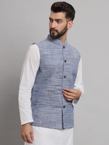 Image of LATEST CHIKAN Men's Traditional Cotton Solid Nehru Jacket /Waistcoat