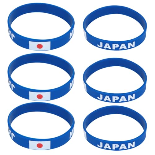 VANZACK 6Pcs Japan Flag Bracelets Country Flag Unisex Silicone Wristband Sports Match Fashion Patriotic Wristband