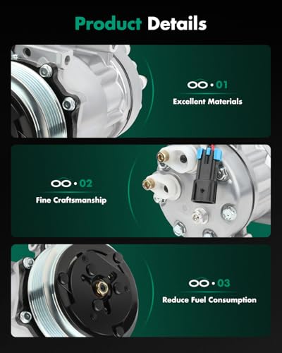 Image of SCITOO AC Compressor fit for International 4300 6.4L 2008-2016 | Fast Cooling, Ultra Low Noise (≤72 dB)Air Conditioner Compressor with Clutch, Easy Installation, 204815 509617 1064957